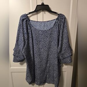 Shein Curve Blue Patterned Women's Top Size 4XL (Fits Like 2XL)